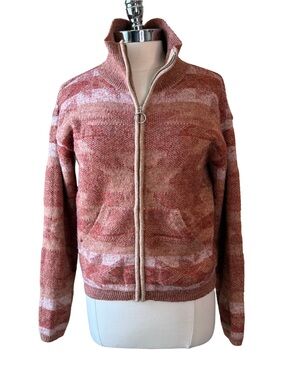 LUCKY BRAND Zip Front Cardigan Size Medium Rust Tan